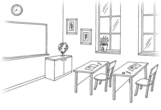Pro - Mobilia Klassenzimmer Strichzeichung