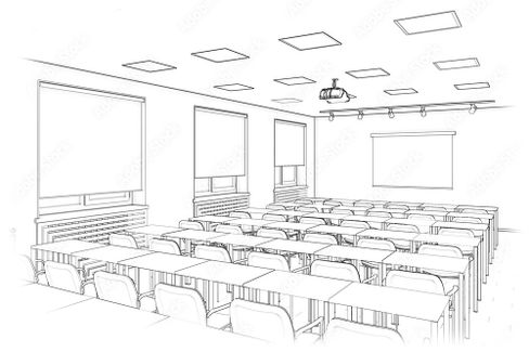 Hörsaal Strichzeichnung